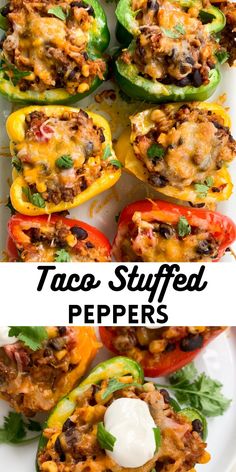 taco stuffed peppers on a white plate