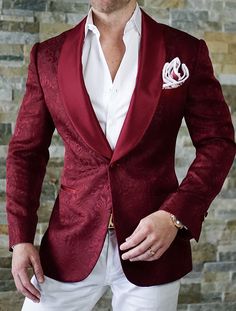 Blue Burgundy Wedding, Beach Garden Wedding, Slim Fit Suit Men, Herren Style, Bespoke Clothing, Beach Garden, Wedding Outfit Men, Jacquard Jacket