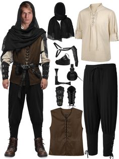 an image of a man in medieval clothing and accessories for halloween costume or cosplay