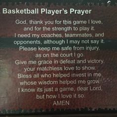 a basketball player's prayer written on the back of a brown leather card case