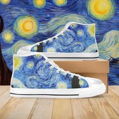 Starry Night Women - Freaky Shoes® Painted Shoes, Canvas Shoes, Classic Looks, Fashion Women, Starry Night, Hand Made, Canvas, Color