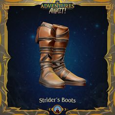 an image of a pair of boots with straps on them and the words strider's boots below it