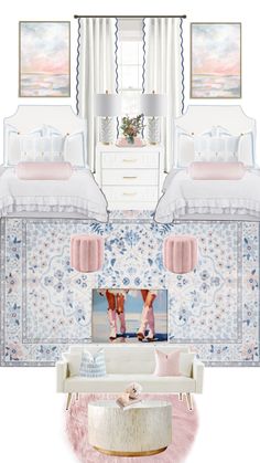 Traditional Dorm Inspiration Pink And Blue Dorm, Sorority Room, Coastal Pink, Dream Dorm Room, Dorm Room Styles