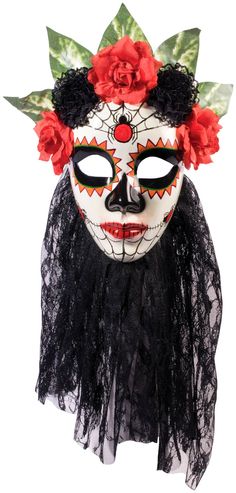 PRICES MAY VARY. Day of the dead senora deluxe mask with elastic band Black and red spider design with red roses and black lace veil One size fits most adults Great for dia de los muertos celebrations, parades, Mardi Gras, Halloween, and more Made by Forum Novelties, a company with decades of experience offering costumes, accessories, and fun novelty products for all occasions, fabric is not applicable Day Of The Dead Mask, Professional Costumes, Fancy Dress Halloween Costumes, Faux Hair, Horror Masks, Hat Day, Lace Mask, White Mask, Costume Store