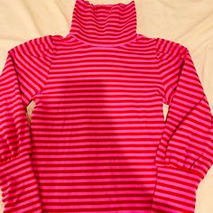 Nwot Gap Girls Turtleneck Balloon Style Sleeves With Ribbed Cuffs Striped Print Size Medium Gap Trendy Stretch Tops By Gap, Gap Long Sleeve Sweater With Ribbed Cuffs, Trendy Stretch Tops From Gap, Casual Ribbed Cuff Tops By Gap, Casual Gap Tops With Ribbed Cuffs, Gap Fitted Long Sleeve Tops, Gap Fitted Tops For Fall, Playful Winter Tops With Ribbed Cuffs, Gap Pink Crew Neck Top