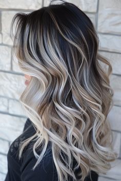 Two Tone Highlights, Cool Tone Balayage, High Contrast Hair, Colored Money Piece, Colored Money Piece Hair, Dark Roots Blonde Hair Balayage, Contrast Hair, Platinum Balayage, Dirt Dessert