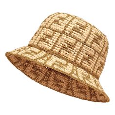 This Metallic Gold And Beige Toned Bucket Hat From Fendi Is Woven With Natural Raffia. The Classic Design Features Fendi's Iconic Monogram Pattern. Elevate Your Spring And Summer Wardrobe With This Iconic Piece From Fendi. Model Number: Fxq688 Metallic Gold Natural Raffia Fendi Ff Monogram Pattern Measurements: 12.5" X 8" Includes Authenticity Cards And Dust Bag Made In Italy Fendi Crochet Hat, Fendi Bucket, Ff Monogram, Raffia Crochet, Fendi Accessories, Crochet Bucket, Crochet Bucket Hat, Dog Pendant, Holiday Mood