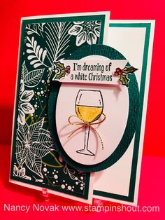 Stampin Up Half Full Christmas Cards, Stampin Up Half Full Card Ideas, Half Full Stampin Up Cards, Shaded Spruce, Wine Christmas, Free Stamps