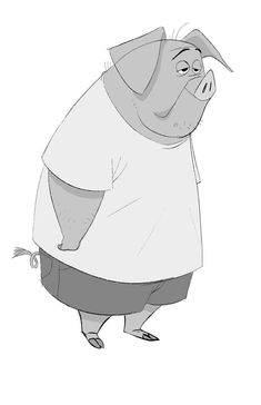 an animated pig in a white t - shirt