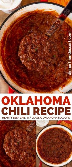 beef and beer chili in a pot with spoons