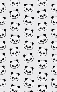 black and white panda bear wallpaper with many different expressions on the same wall paper