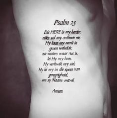 the back of a person's body with a poem written on it