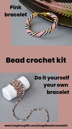 Beads strung on a thread according to the pattern for making your own pink bracelet Pink Beaded Bracelets, Diy Jewelry Kit, Cute Bracelet, Make Your Own Jewelry, Jewelry Kits, Adult Crafts, Wristlet Keychain, Crochet Kit, Cute Bracelets