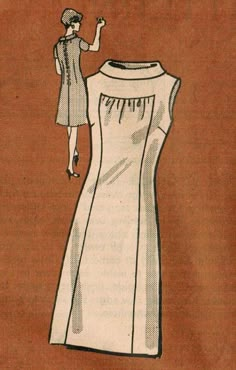 an old fashion sewing pattern with a woman's dress on the front and side