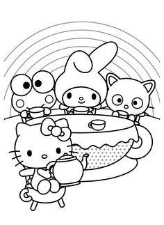 hello kitty coloring pages for kids with pictures to print out and color on the page