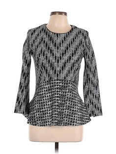 Sfizio Long Sleeve Blouse Size: Large Tops - used. 94% POLYESTER, 6% ELASTANE | Sfizio Long Sleeve Blouse: Silver Tops - Size Large Silver Tops, Long Tops, Sleeve Blouse, Long Sleeve Tops, Women Handbags, Long Sleeve Blouse, Womens Tops, Handbags, For Women