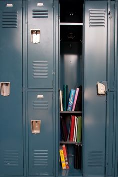 the lockers are full of books and magazines