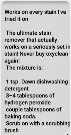 a text message that reads, works on every stain i've tried it on