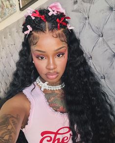 How Hairstyle Black Women, Fun Hairstyles Black Women, Curly Hairstyles Wig For Black Women, Curly Hair Wig Hairstyles, Lace Front Wigs For Black Women Style, Shanell Rose, Curly Hair Wig Styles, Styles With Deep Wave Hair, Hair Accessories Black Women