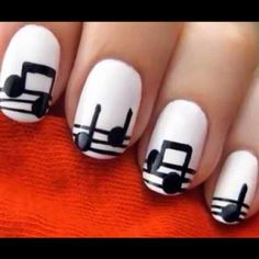 Music Inspired Nails, Inspired Nails, White Nail Designs, Diy Nail Art