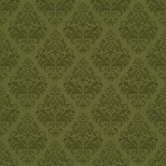 a green wallpaper with an ornate design