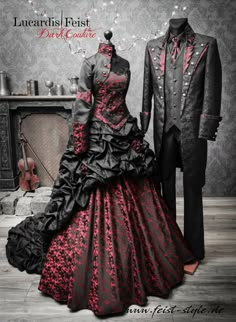 Vampire Female, Red Masquerade, Dark Red Wedding, Ball Outfits, Witchy Wedding, Goth Wedding Dresses, Gothic Gowns, Metal Outfit, Camouflage Wedding