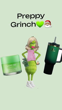 an image of a cartoon character holding a cup and some other items in front of it