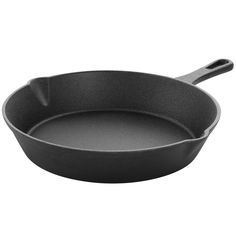 an empty frying pan on a white background