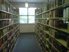 an empty library filled with lots of books