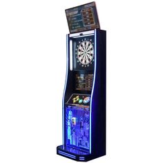 an electronic dart board with darts on it