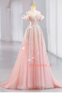 Princess Pink Evening Dress Luxury Toasting Gown Bride's Long Ball Gown Dress | eBay Pink And Gold Ball Gown, V-neck Dress With Sweep Train For Debutante Ball, V-neck Fitted Dress For Debutante Ball, Pink Fitted Floor-length Princess Dress, V-neck Sweep Train Dress For Debutante Ball, Pink Maxi Length Gown For Banquets, Pink Maxi Length Gown For Banquet, Pink A-line Dress With Sweep Train, Sleeping Beauty Prom Dress