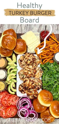 the healthy turkey burger board is ready to be eaten