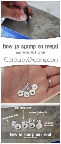 instructions for how to stamp on metal and what not to do with it, including jewelry