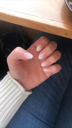 Ombre Neutral Nails Almond, Neutral Pink Ombre Nails, Nail Inspiration Almond Shape Short, Biab Gel Nails Ombre, Pink And White Dip Powder Nails Almond, First Time Nails Ideas, American French Dip Nails, Light Colored Short Nails, Cute Short Ombre Nails