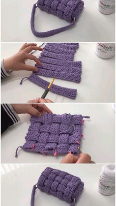 crocheted purse being made with yarn