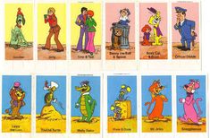 cartoon characters are depicted in this set of cards