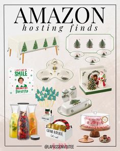 an advertisement for the amazon holiday sale with christmas decorations and other items on display in front of