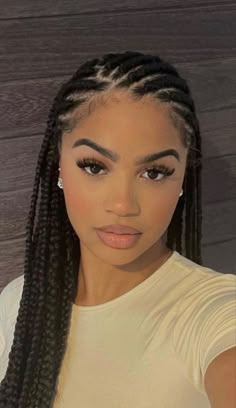 Classy Braid Hairstyles For Black Women, Ethiopian Cornrows, Braided Hairstyles Light Skin, Cornrows In The Front Box Braids In Back, Braids For Round Faces, Small Fulani Braids, Half Head Braids, Boho Cornrows, Mexico Braids