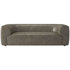 a gray leather couch on a white background