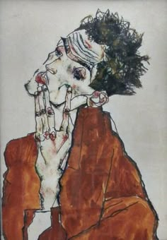 a drawing of a man with flowers in his head