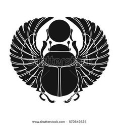 black and white silhouette of a scarp insect with wings on it's back