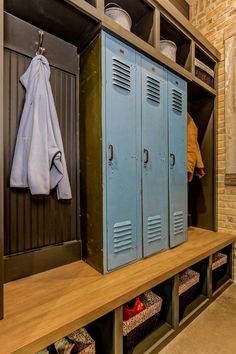 an image of a locker with towels hanging on it