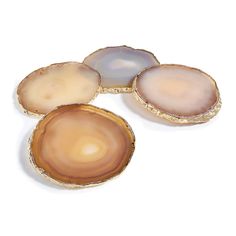 three agate shell pieces sitting on top of each other