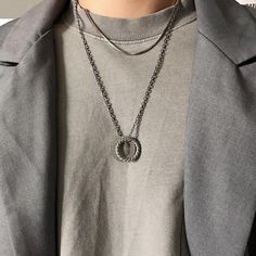 Type: AccessoriesMaterial: Titanium steel Gray Metal Chain Necklace, Masc Necklaces, Round Metal Necklaces With Metal Ring, Minimalist Gunmetal Metal Necklace, Gray Metal Necklace For Gift, Modern Gunmetal Metal Necklace, Masc Jewelry, Tomboy Jewelry, Masculine Jewelry