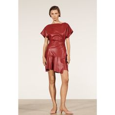 Nwt! Size: S Color: Red Ref: 5479/323 Short Dress Made Of 100% Leather. Boat Neck And Short Sleeves. Draped Front Detail. Flounced Hem. Side Hidden In-Seam Zip Closure. #Bloggers Fav #Leather Red Leather Dress, Zara Limited Edition, Zara Summer, Skirt Co Ord, Leather Dresses, Leather Dress, Zara Dresses, Fashion Classy, Pleated Dress