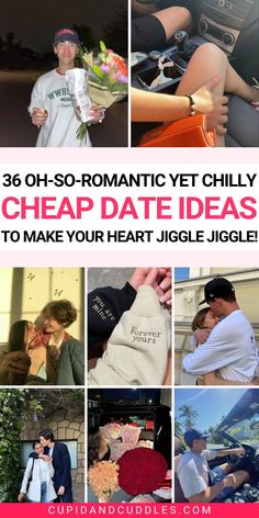 a collage of photos with the words cheap date ideas to make your heart giggle