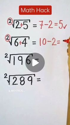 a person writing on a whiteboard next to a red marker with the word math hack