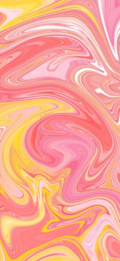 an abstract background with multicolored fluid paint swirls in pink, yellow and blue