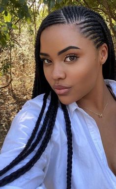 Cornwors Braids, Cornrows With Box Braids In The Back, 2 Layer Feed In Braids Cornrows, Canerow Braids Hairstyles, Cornwors Hairstyle, Conrows For Black Women, Conrow Ponytails Braids, Large Cornrows Braids, Cornrow And Box Braids Hairstyles