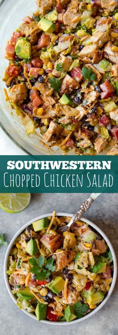 southwest chopped chicken salad in a bowl